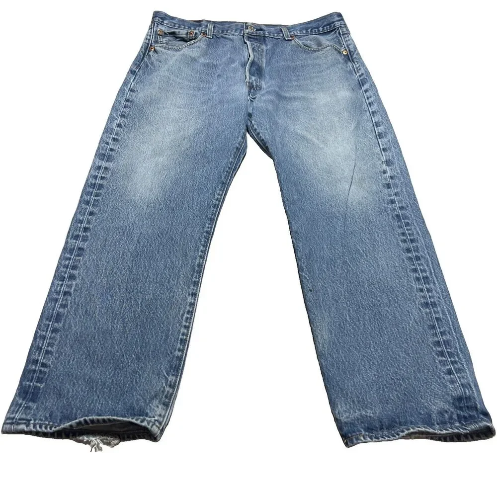 Levi's Denim Jeans Mens 38x30 Blue 501 Original Fit Straight Leg Button Fly